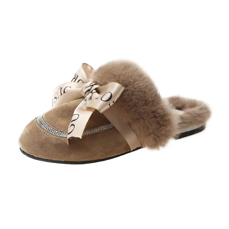 

Высококачественная плюшевая обувь для осени/зимы 2021, новая мода, теплые женские домашние хлопковые тапочки Baotou с бархатным украшением в вид...