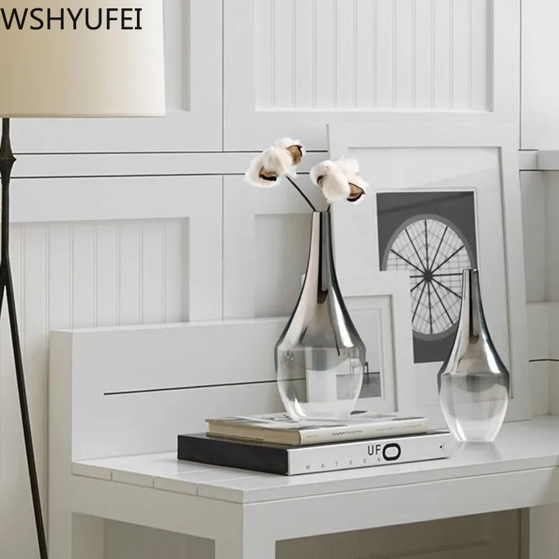 Новый стиль Маленькая свежая стеклянная ваза для гостиной Цветочная композиция