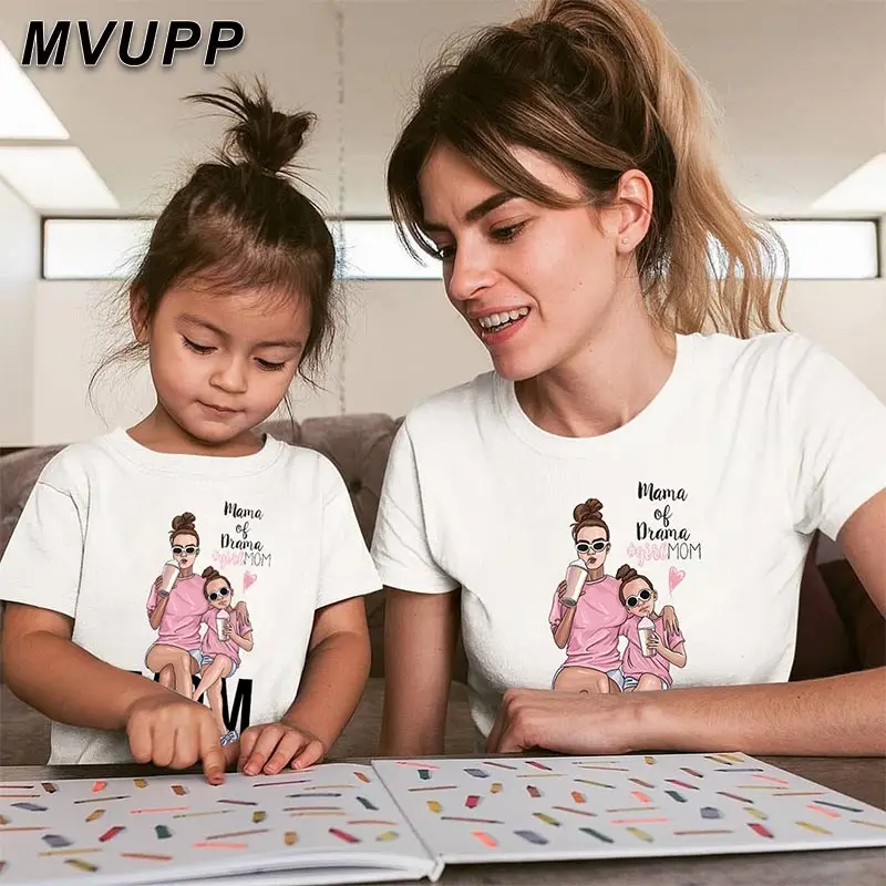 

MVUPP mother daughter matching clothes mommy and me outfits mum girl family t shirt look for mom baby mama kids clothing cartoon