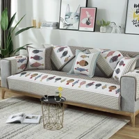 four seasons universal cotton printed cartoon sofa cushion nordic simple lattice fish non slip sofa cushion towel