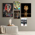Животные холст Картины Черный и белый лев голова плакаты и Nordic принты настенные картины для Гостиная украшение дома