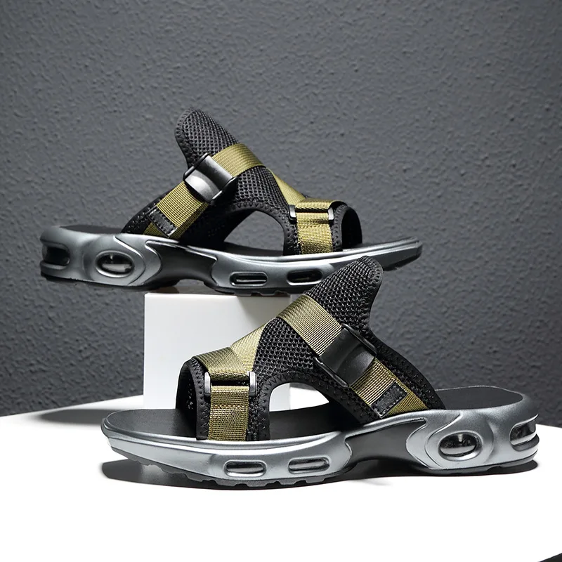 

Men's Cushion Slippers Shockproof Slippers Mesh Lace-up Slippersmen's Comfortable Non-slip Slippers Men's Sandals Beach Sandals