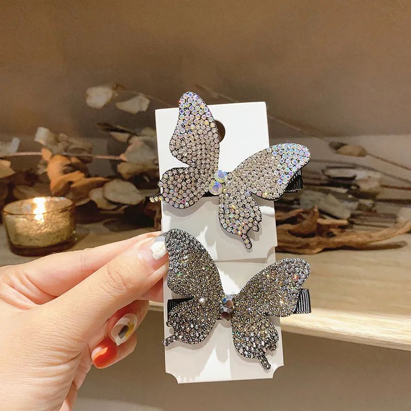1 шт. полный стразы заколка для волос с бабочкой Заколки женщин девушек корейская