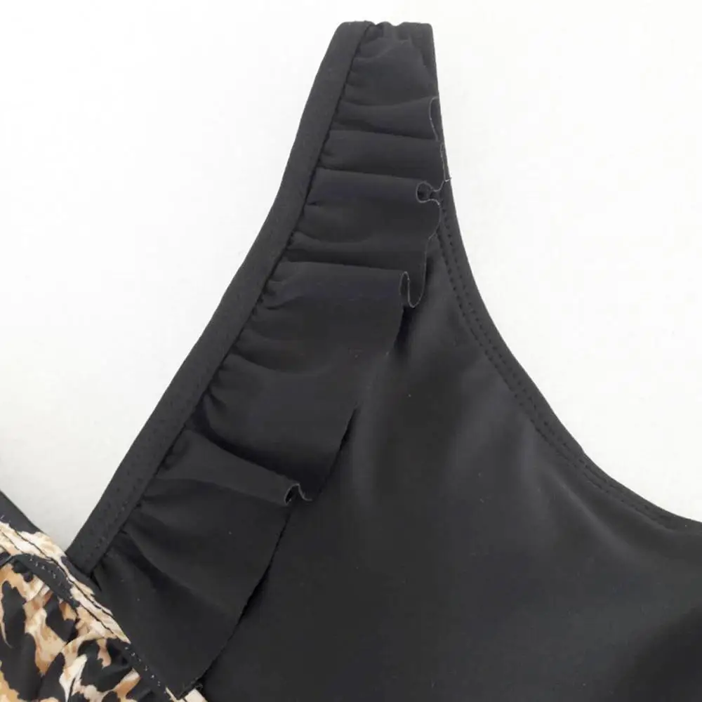 Женский слитный Боди без рукавов с леопардовым принтом купальник для дайвинга и