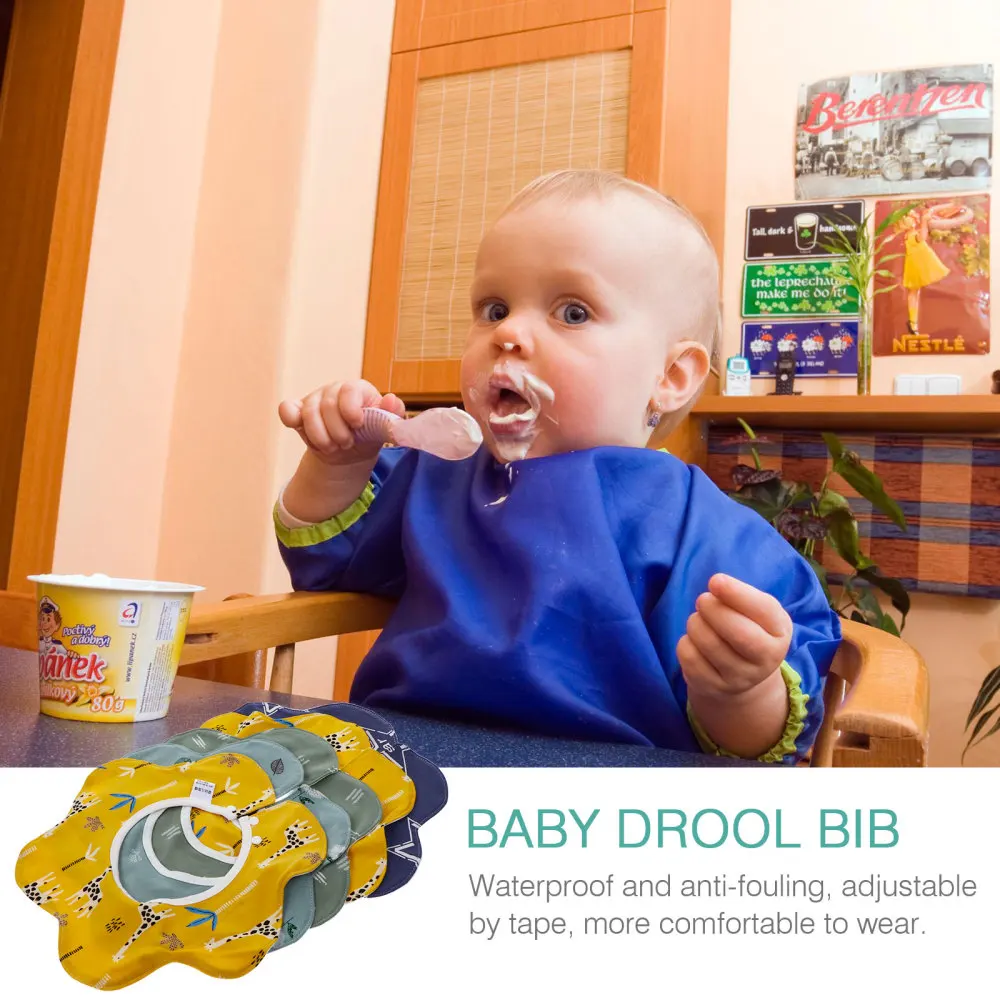 

1 Set 5Pcs Waterproof Infant Bibs Lovely Newborn Baby Drool Bib Saliva Towels