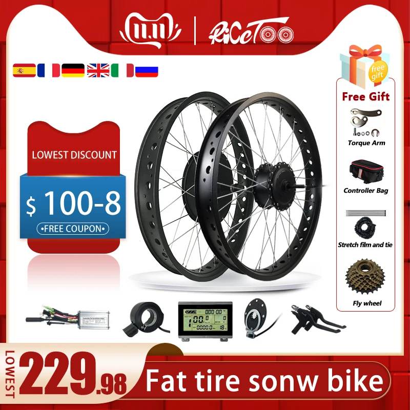 ebike Kit 36V500W 48V1000W 1500W 72V3000W Fat Tire Front Rear Drive Wheel Hub Motor For Snow Electric Bicycle Conversion | Спорт и