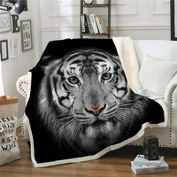 throw blanket for sofa bed 3d tiger animal printed bedspread soft warm winter fleece plush car bed cover for children kids adult