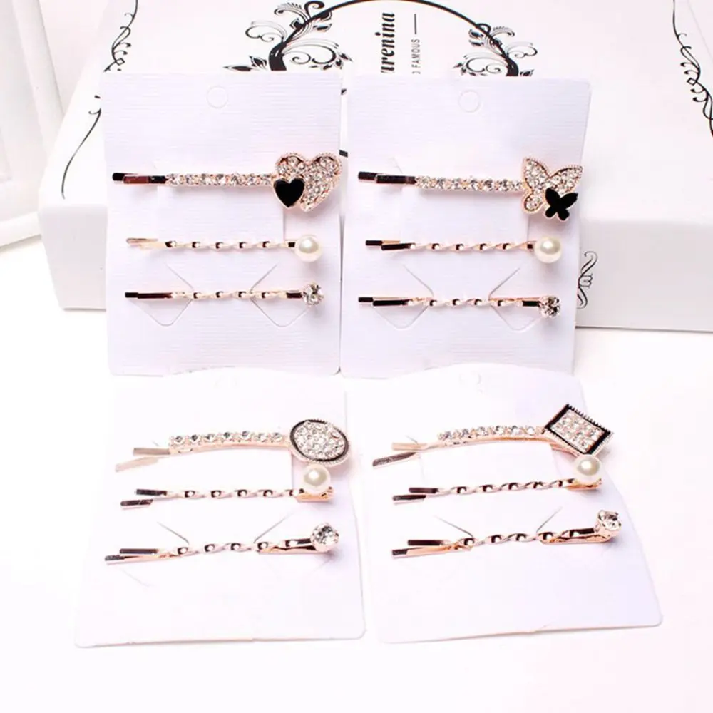 3 шт./компл. элегантная квадратная круглая заколка для волос с кристаллами и