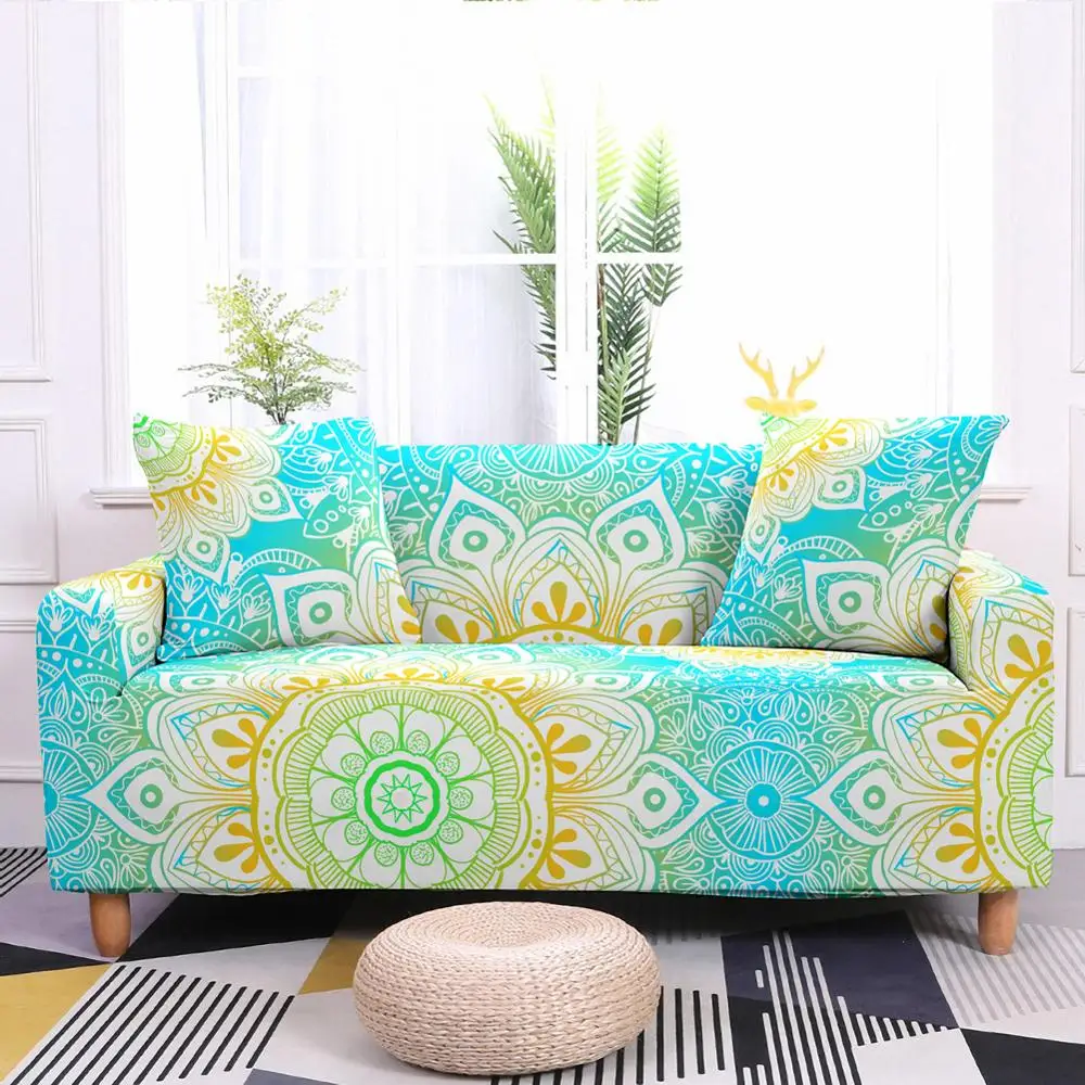 

Plaid Floral Printing Stretch Elastic Sofa Cover Bohemia Sofa Towel Slip-Resistant Sofa Covers For Living Room Fully-Wrapped