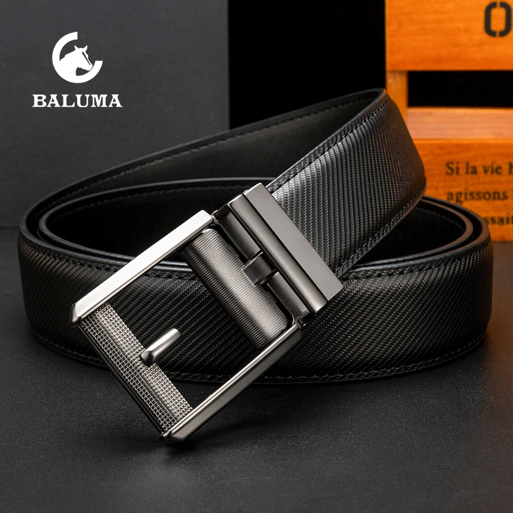 

Men Genuine Leather Ratchet Dress Business Belt Automatic Click Sliding Buckle, Trim to Fit, No Hole Slide Waist Belt Luxury