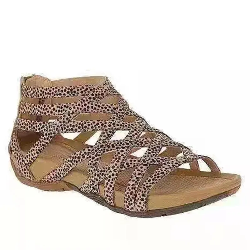 

Sandals Women New Style Casual Slope with Flat Bottom Cross Strap Open Toe Ladies Sandals Large Size Rear Zipper Female Sandals
