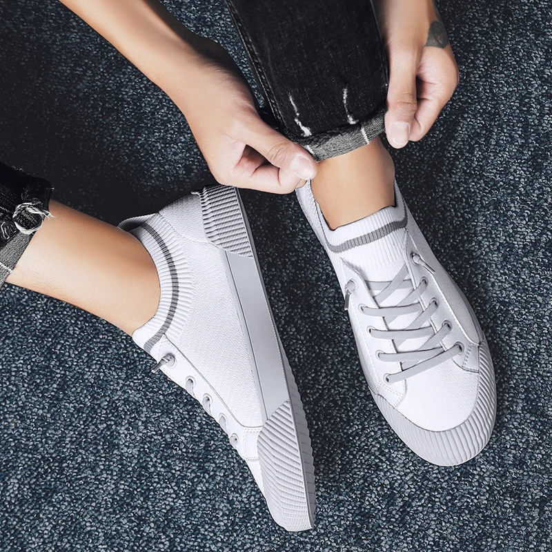 

sapatos new slip summer sneakers mesh white de black fashion hombre masculino mens style man adulto leisure fabric for on size