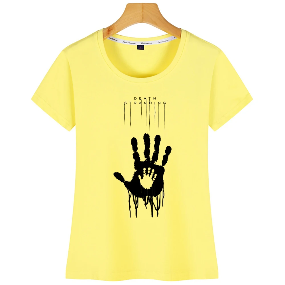 Топы, футболка, женская футболка с надписью "Death Stranding Hand", свободная посадка, Базовая футболка с принтом в стиле Харадзюку - Цвет: Yellow