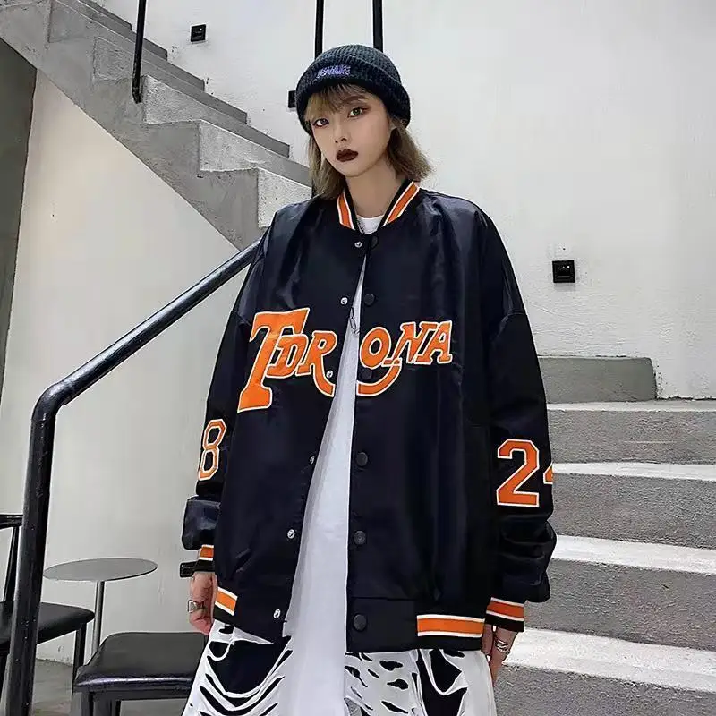 

New Vintage Bomber Jacket Women Street Fashion Brand Baseball Uniform Woman Jacket Fashion Locomotive Coat Women Clothes Jackets