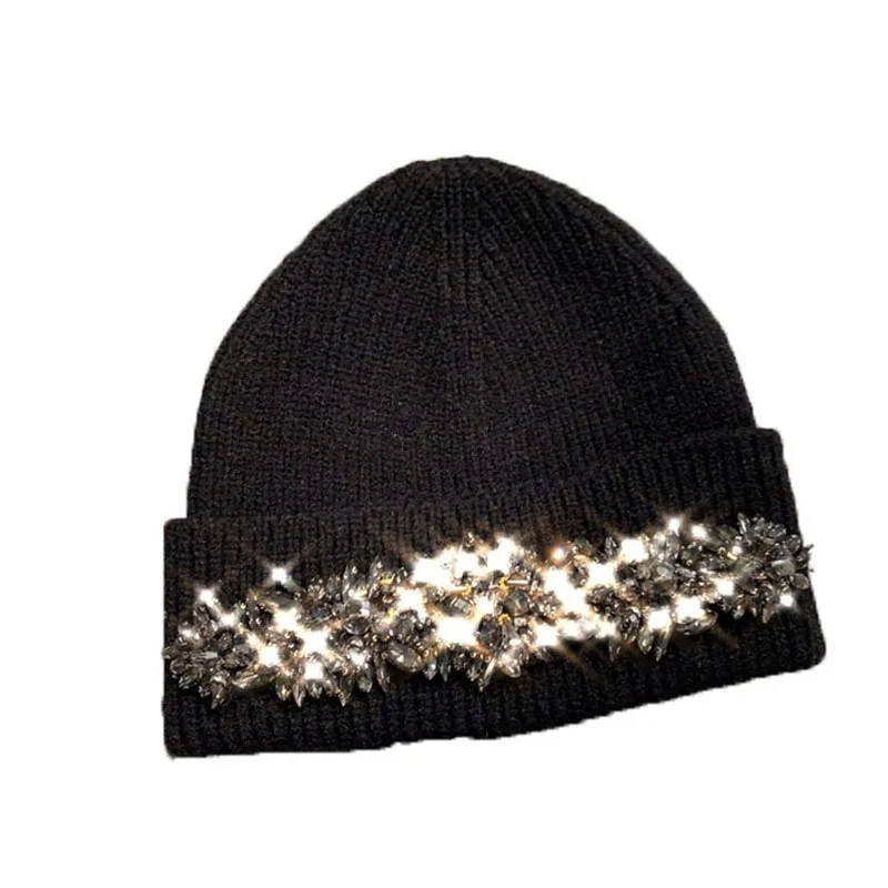 

Вязаная шапка женская Корейская версия шерстяная шапка Повседневная сохраняющая тепло шапка хозяина осень-зима жемчужная шапка