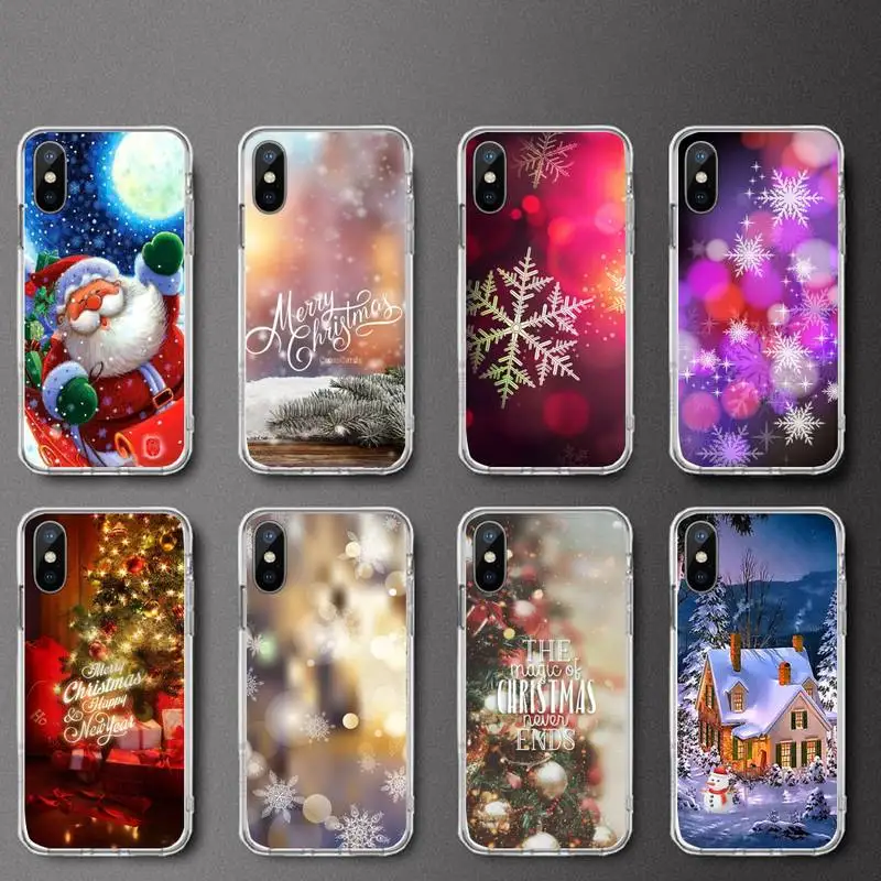 

Merry Christmas Snow Deer Phone Case Transparent soft For iphone 5 5s 5c se 6 6s 7 8 11 12 plus mini x xs xr pro max
