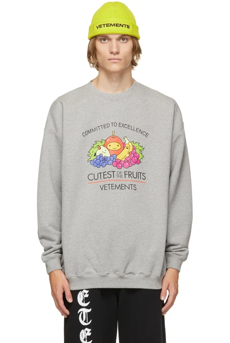 

22SS Fresh Fruit Platter 100% Cotton Oversized Vetements Hoodies Men Women Hip Hop Spirng Autumn Harajuku