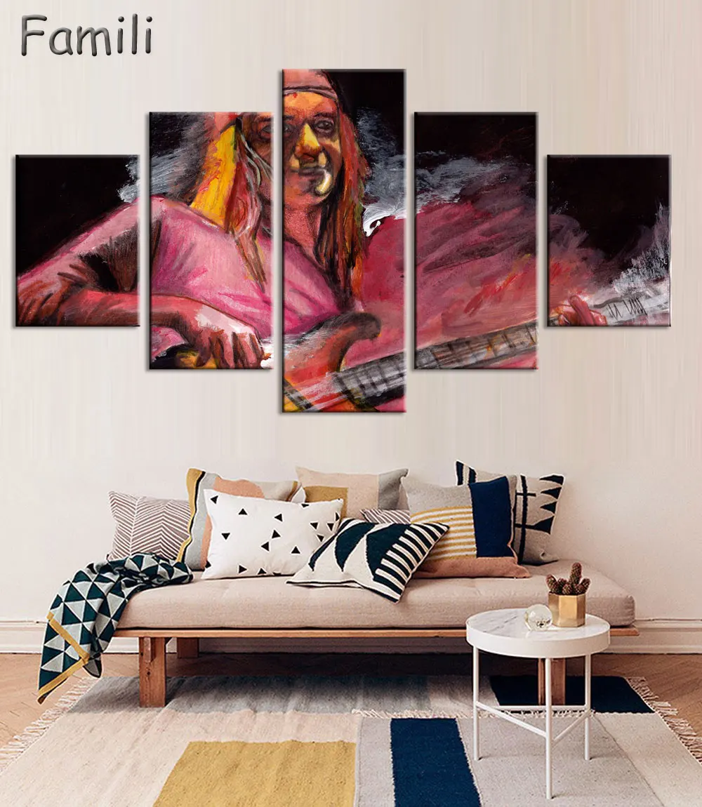 

HD Printed 5 Piece Canvas Art Classical Guitar Painting Music Instrument Wall Pictures for Living Room Free Shipping