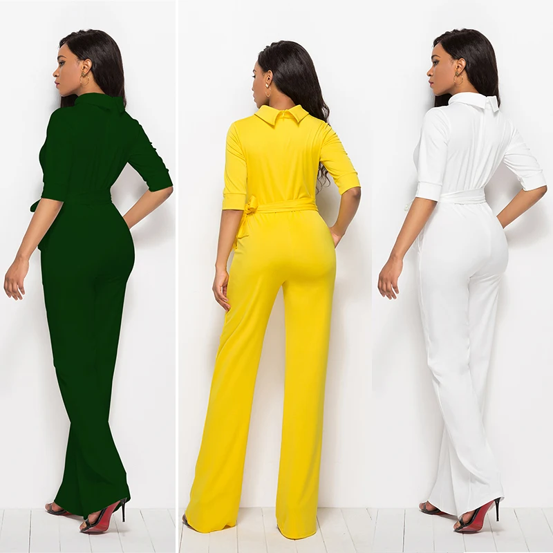 Соблазнительная Клубная одежда белый женский клубный комбинезон с широкими штанинами элегантные