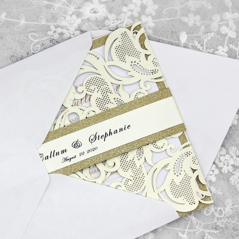 

Laser Cut Wedding Invitations for Wedding Elegant Delicate Carved Lace Wedding Invitation Cards 50pcs