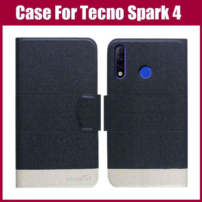 Горячая распродажа! Чехол книжка Tecno Spark 4 5 цветов ультратонкий Модный Цветной