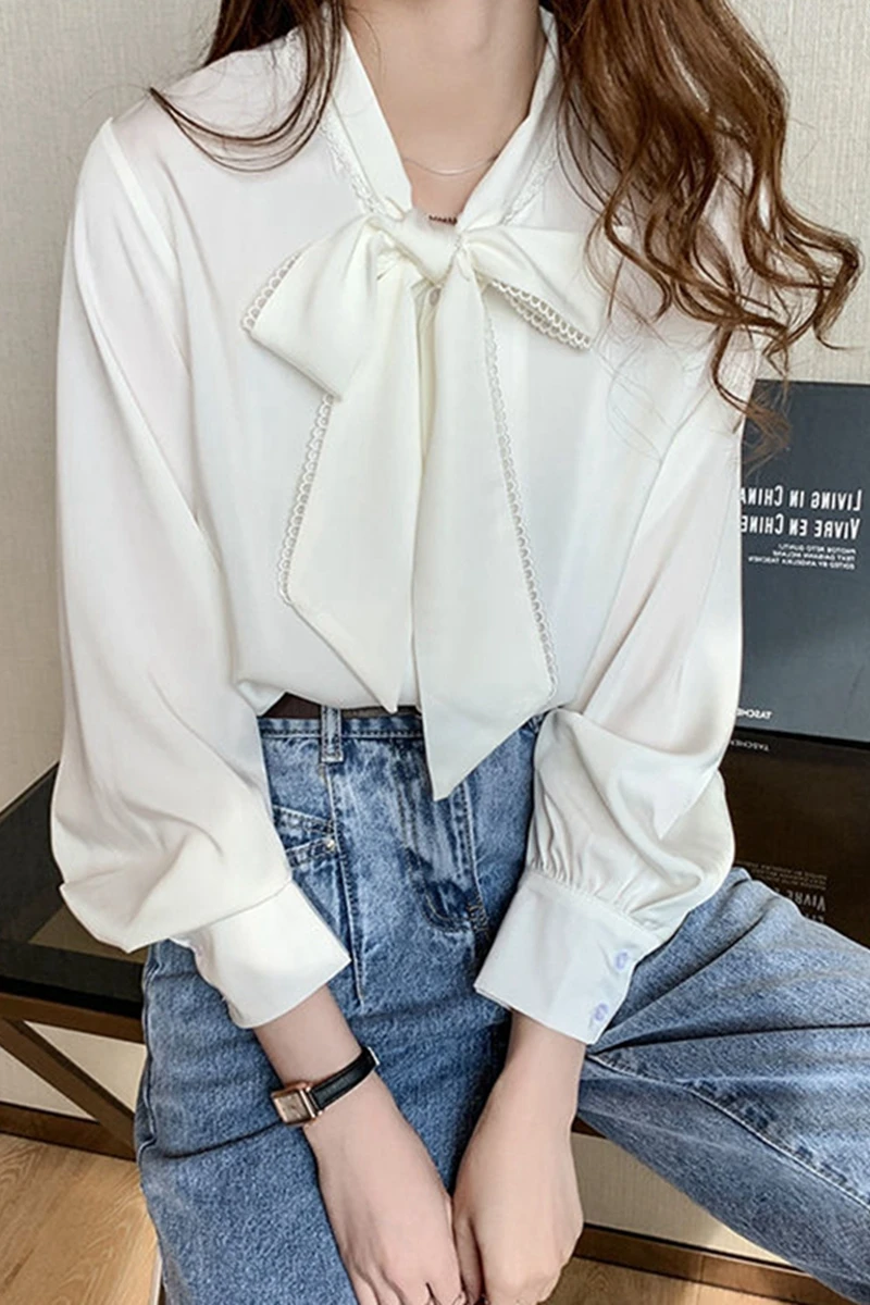 

Fashion Chiffon Base Shirt Women Spring Summer New Solid Color Pullover Office Lady Blouse Top Blusas Mujer De Moda 2021 Elegant