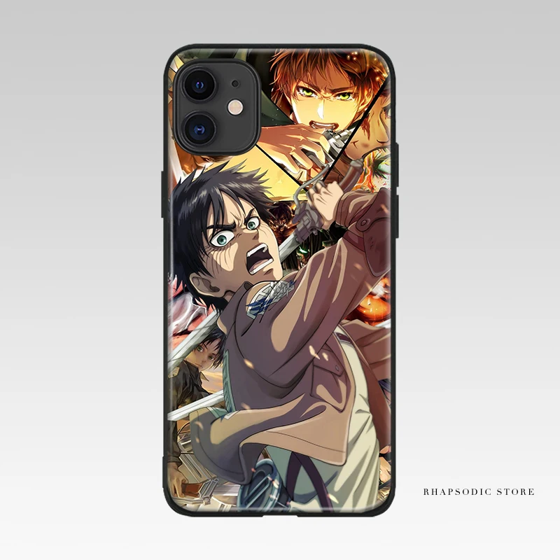 eren jaeger attack on titan anime phone case cover shell for iphone se 6 6s 7 8 6splus 7plus 8plus x xr xs 11 pro max free global shipping