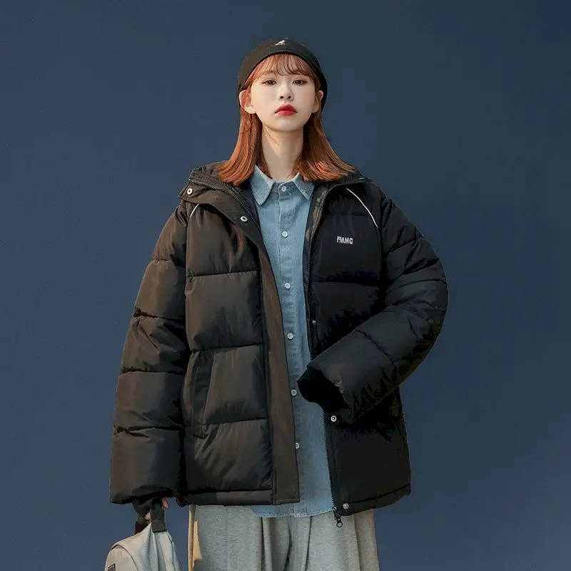 

Новая парка с воротником-стойкой, женская зимняя куртка, Осеннее короткое пальто, женская короткая куртка-пуховик, простая парка в Корейско...