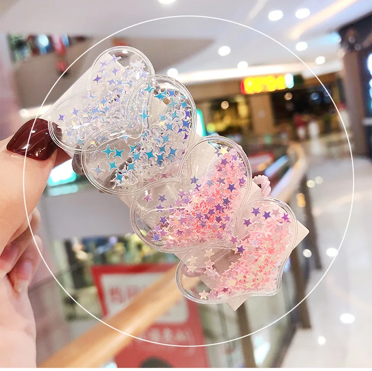 New Cute Crown Star Quicksand Scrunchies Children Girls Kids Elastic Hair Rubber Band Accessories Tie Hair Ring Rope Holder
