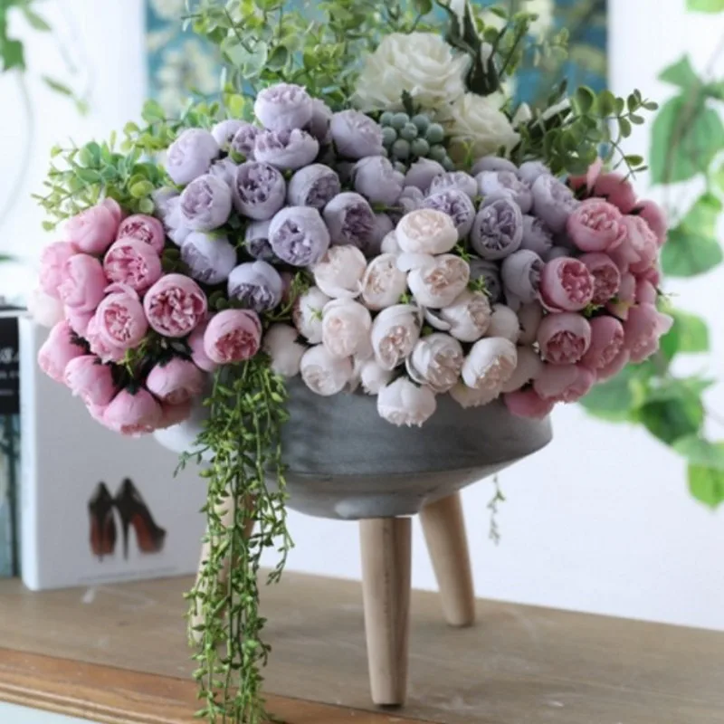 27 головок Чай Роза из искусственного шелка Свадебный букет для дома отеля