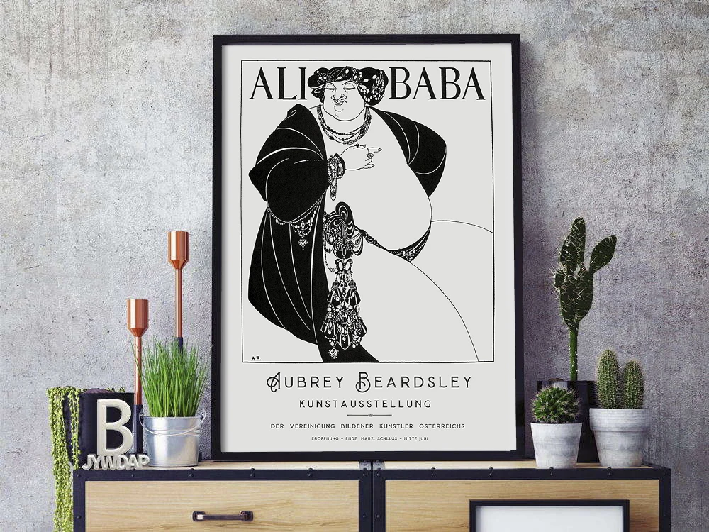 

Beardsley Modern Black and White Poster, Aubrey Beardsley Wall Art, Aubrey Beardsley Print, Art Nouveau poster, French Culture
