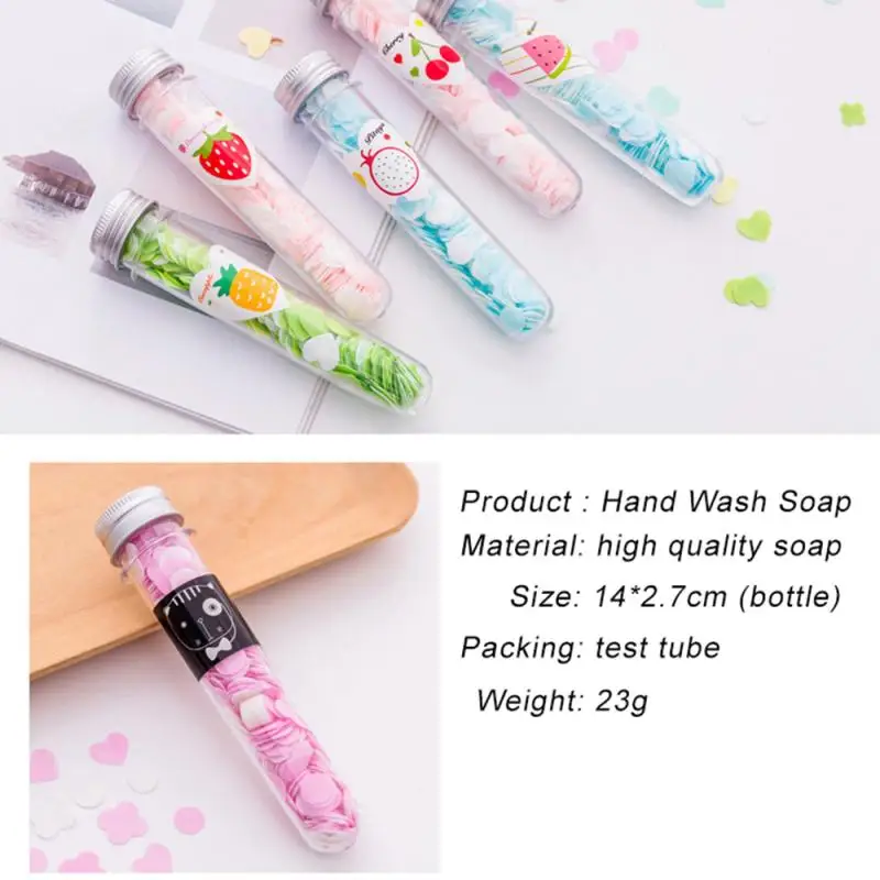 

Travel Mini Scented Soap Tube Portable Travel Health Safety Hand Wash Fruit Paper Soap Slice Hand Flower Wash Soap Color Random