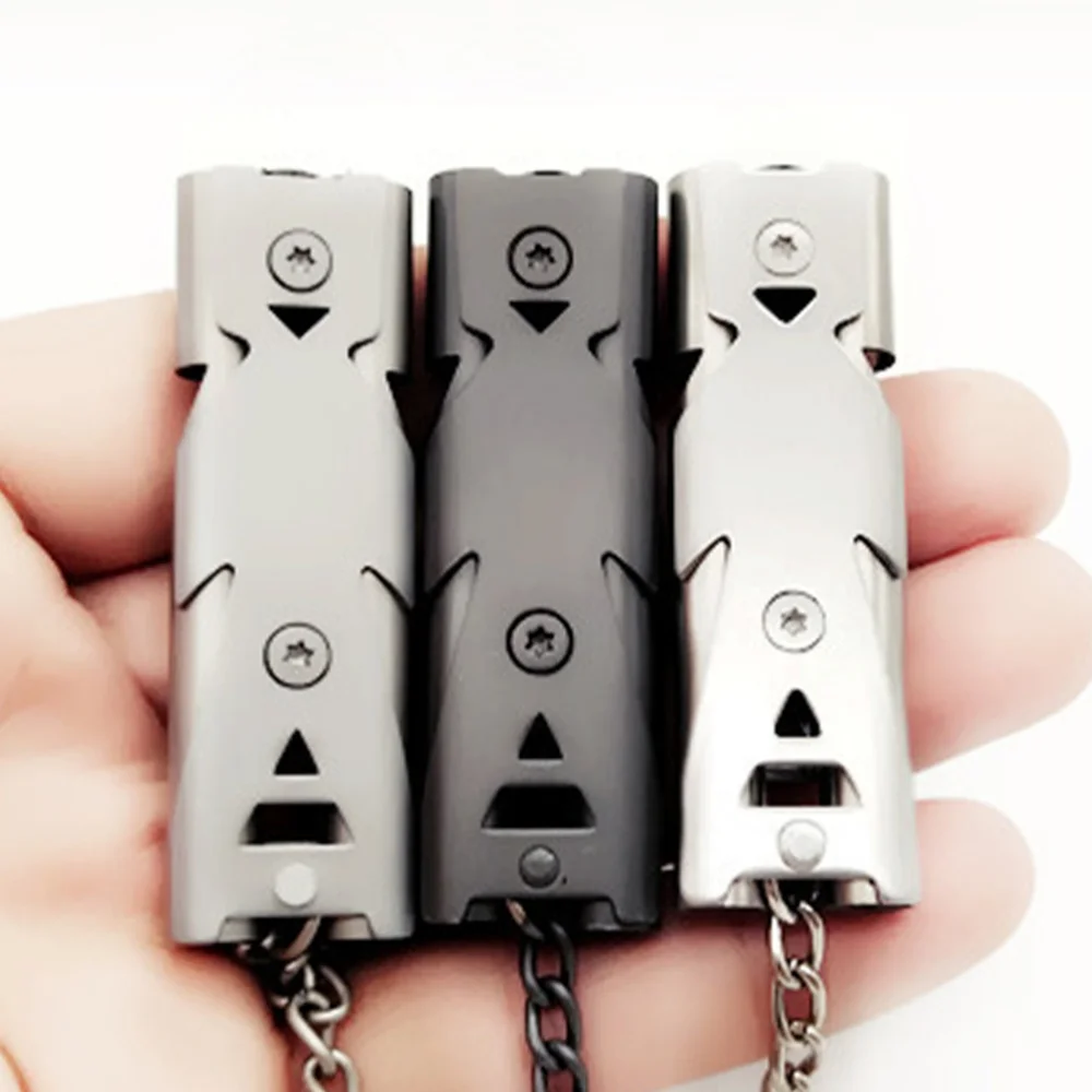 

Creative Emergency Whistles High Pitch Double Tubes Survival Lifeguard Whistle Hanging Keychain Lanyard Keychain Outdoor Camping