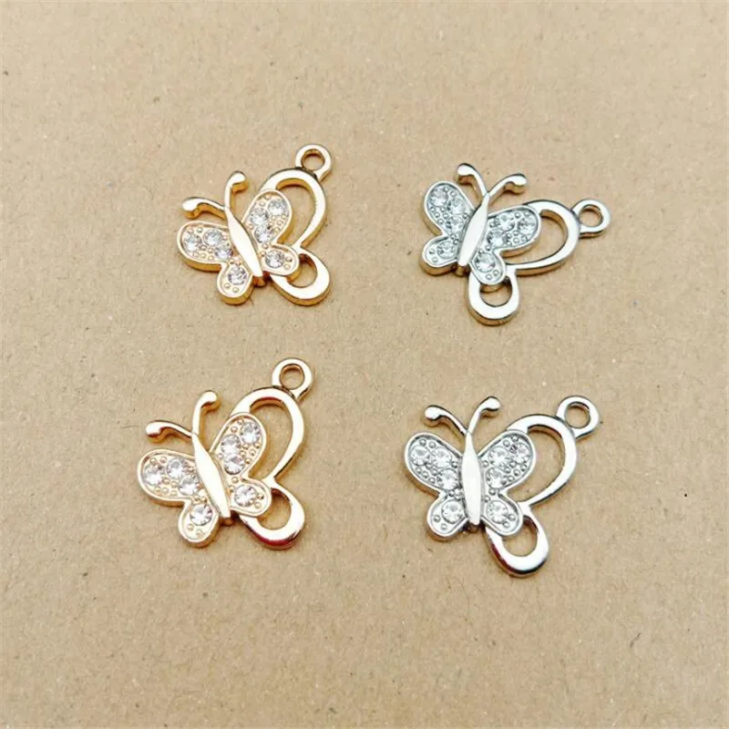 10 шт./пакет Бабочка с Стразы 19x21 мм Подвески DIY модных аксессуаров подвески для