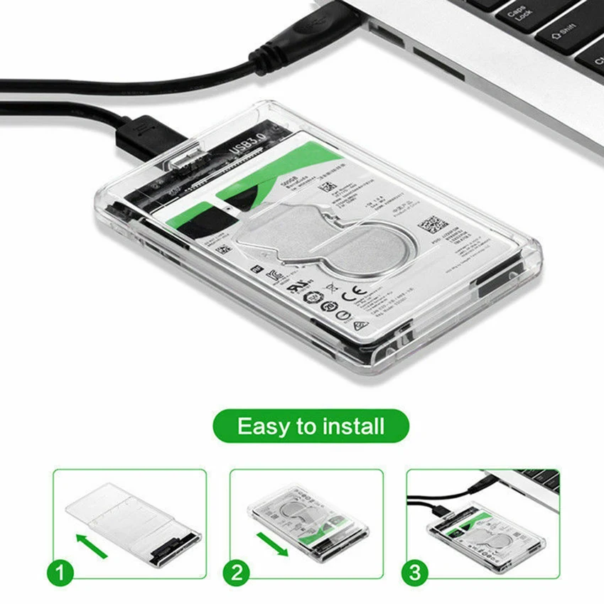 Прозрачный чехол для жесткого диска SATA-USB 3 0 внешнего 2 5 дюйма корпус HDD SSD с