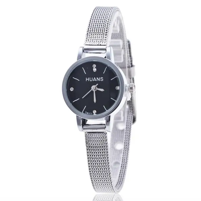 

Women's quartz watch net with silver stainless solid color delicate small disc quartz watch holiday gift reloj mujer 50*