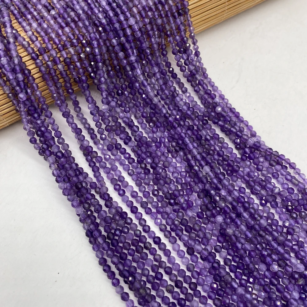 

2021 New Natural stone Semi-precious Stone Amethyst Faceted Round Small Beads Making DIY Necklace Bracelet Anklet Jewelry Gift
