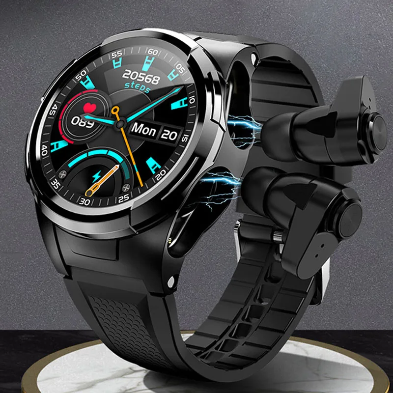 T VICTER 320 мАч Смарт часы с TWS Bluetooth наушники водонепроницаемые спортивные