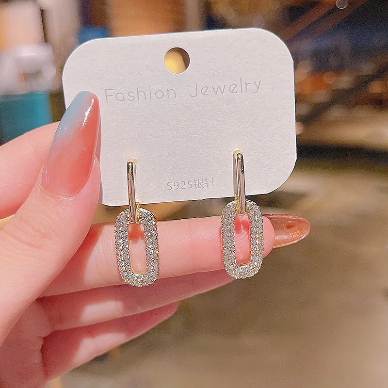 

Wholesale 925 Silvers Needle Full Stone Oval Earrings Female Stud Hook Earrings