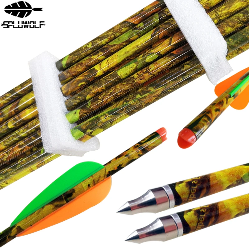 6PCS 12 PCS Shooting Sport Accessories Camouflage Bow and Arrow for Hunting Carbon Arrow Crossbow Bolts 8.8mm