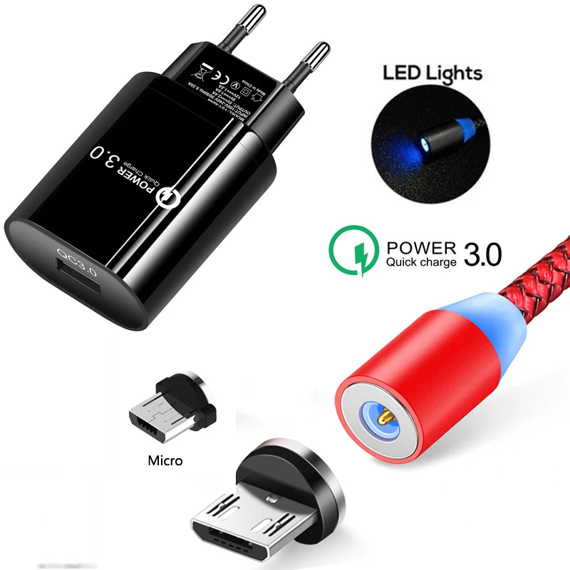 Сетевое зарядное устройство с европейской вилкой кабель Micro USB для быстрой