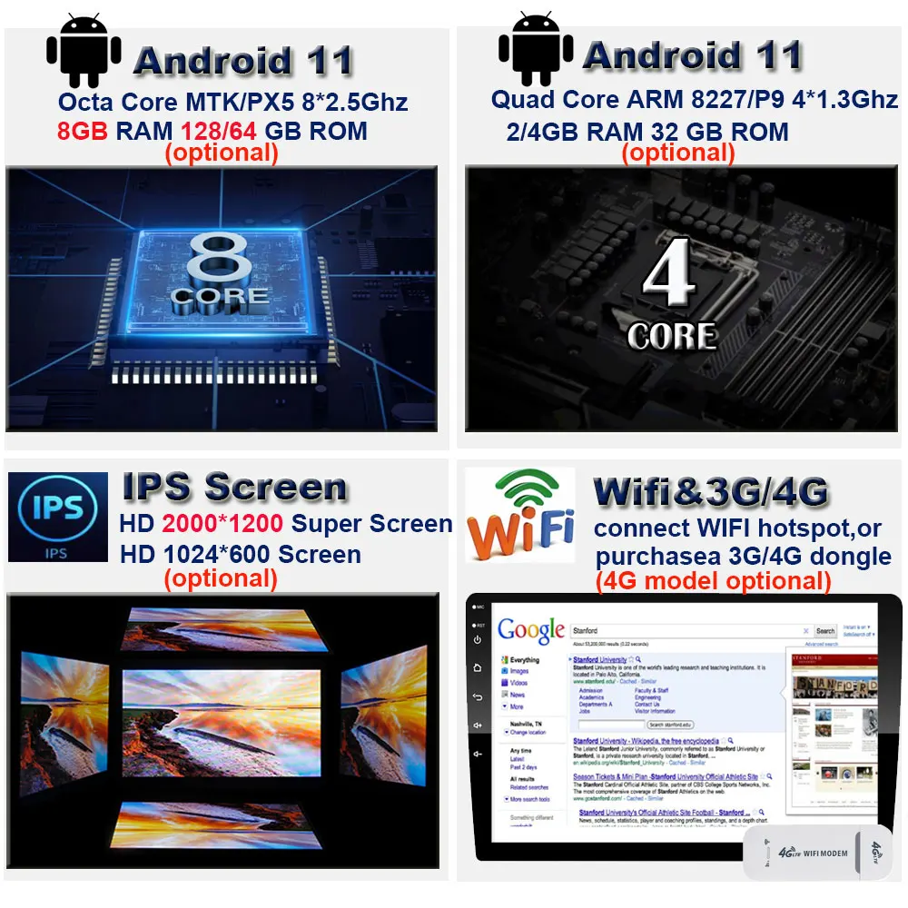 9 дюймов 8 + 128 ГБ Android 11 радио с HD сенсорным экраном GPS навигационная система