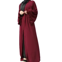 ramadan pure color kimono muslim abaya hijab middle east dubai dress female slit islamic robe arab abayas hijab dress turkey