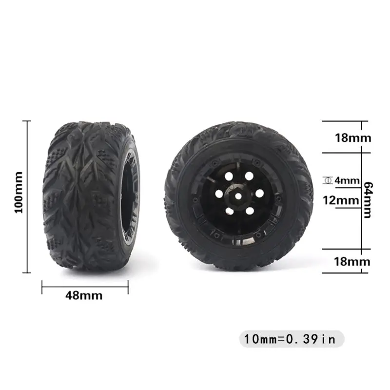 

2 pcs 100mm Speed Car Tire Wheel Wheels Auto Upgrade Parts for 1/12 RC car Wltoys 12428 FY-03