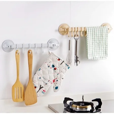 

Kitchen Bathroom Hanger Suction Cups 6 Pcs Hook Pouch Fiber Spoon Hangings 441990316