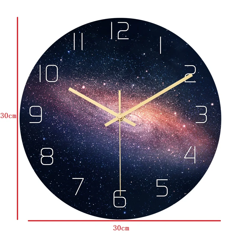 Круглые Настенные часы с изображением звездного неба домашний декор кварцевые