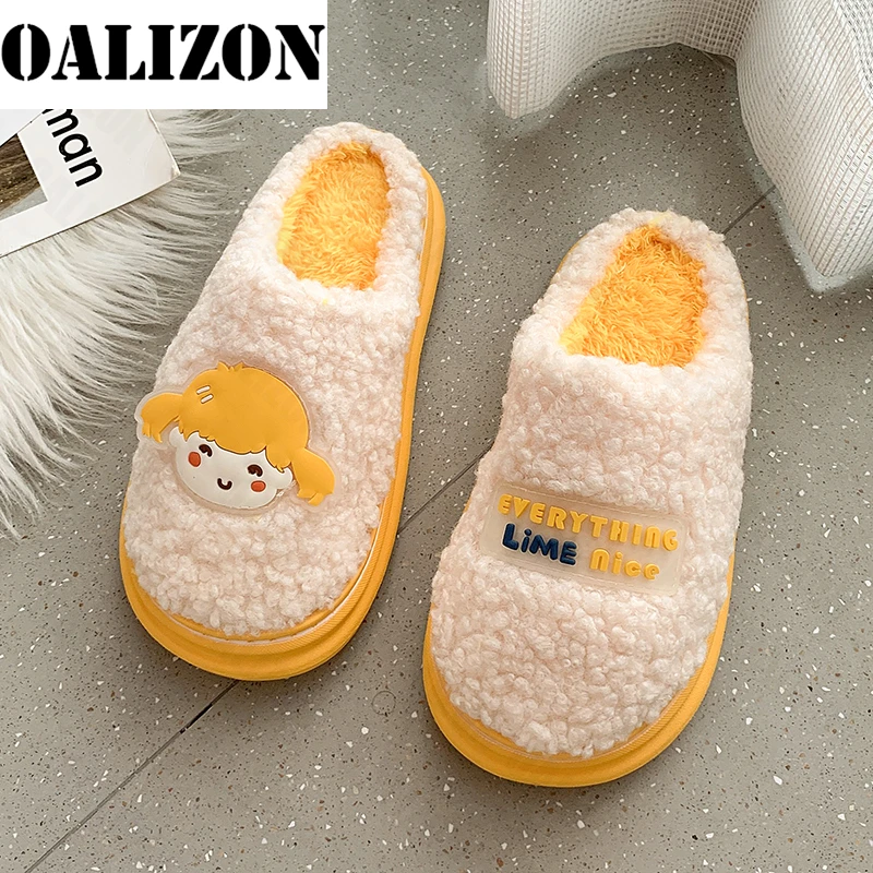 

Flats Soft Plush Shallow Slides Flip Flops Luxury Warm Fur Slippers 2021 Winter New Sweet Fashion Casual Lady Home Cotton Shoes