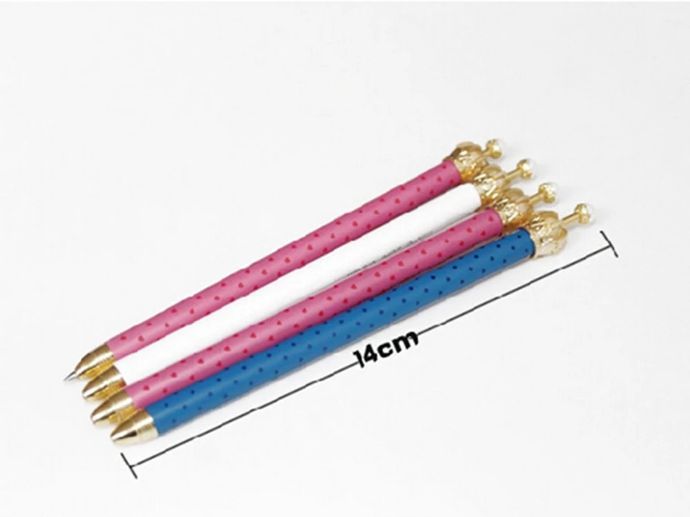 10x Colourful Crown Blue Ink Elegant Cute Pearl Gel Pen Office Supply Gift |