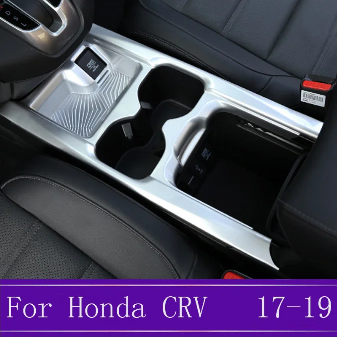 

ABS Silver Console Central Water Cup Holder Decor Frame Trim Cover Car Accessories Fit For Honda CRV CR-V 2017 2018 2019