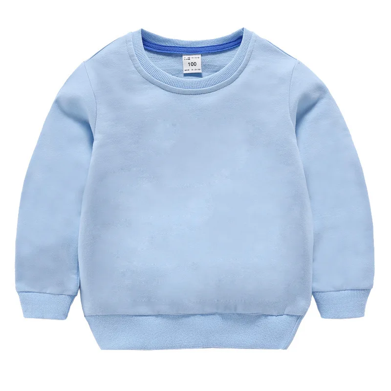 Sky Blue Детские толстовки с капюшоном для мальчиков и девочек детская белая футболка хлопковый пуловер Осенняя однотонная одежда для детей от 1 до 10 лет - Цвет: Sky Blue